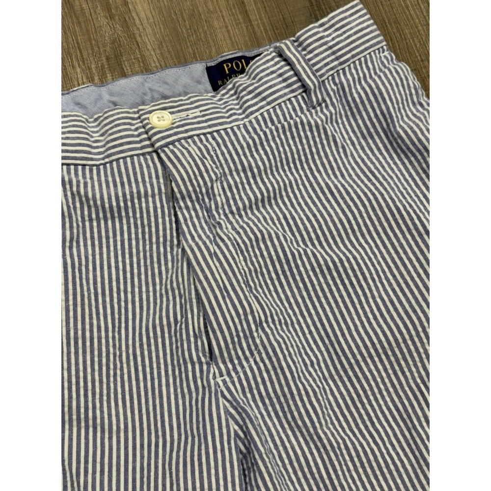 Polo Ralph Lauren Stretch Classic Fit Blue Striped Cotton Size 31 9" Inseam - Picture 3 of 7
